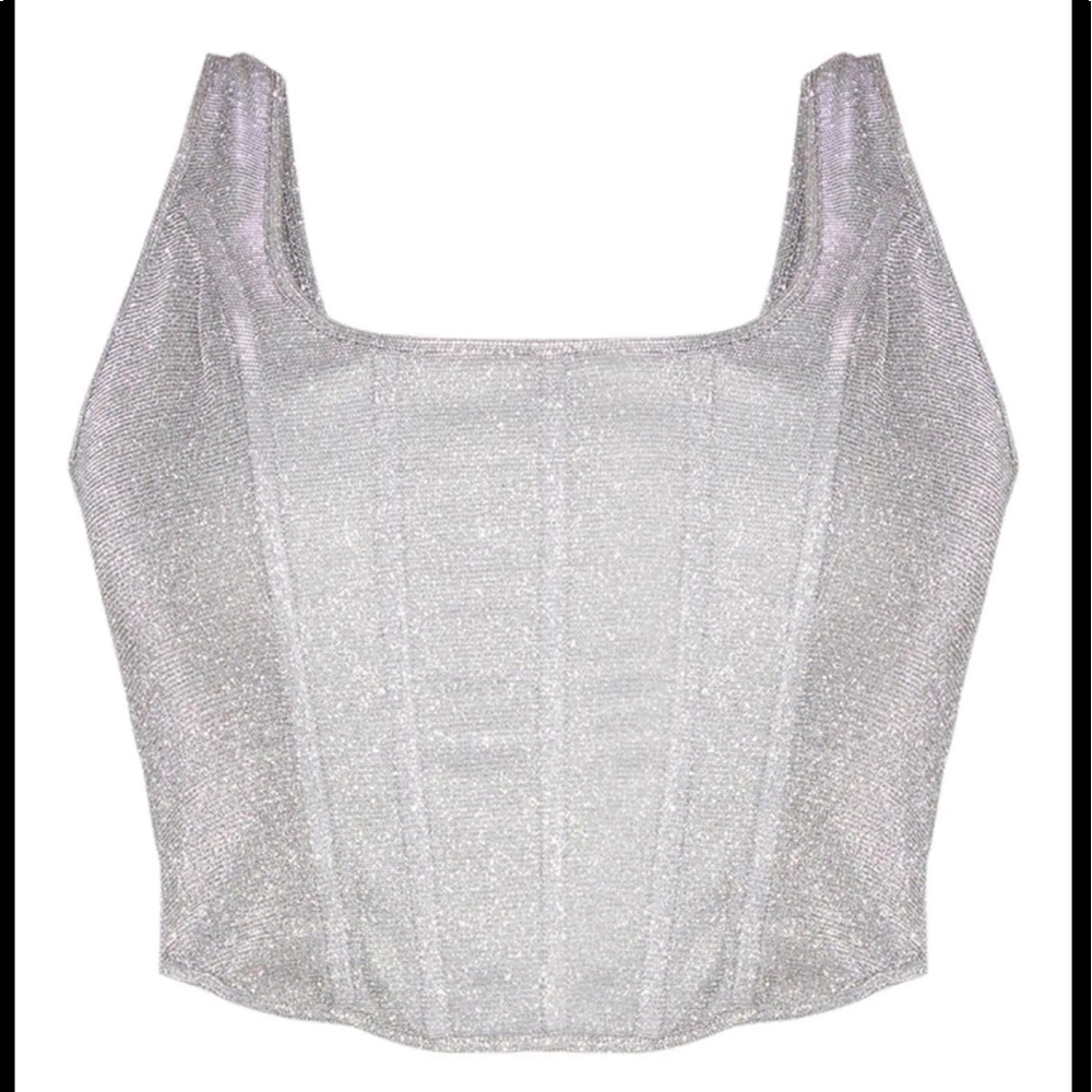 Pretty Little Thing Silver Glitter Corset
